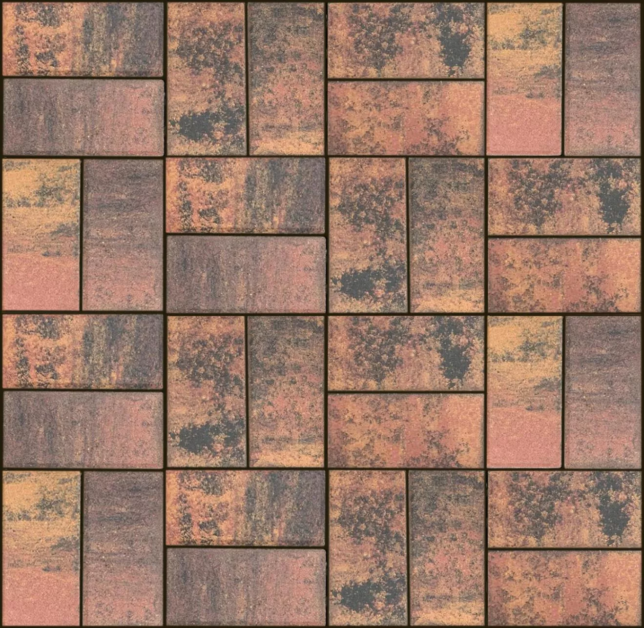 Брусчатка  Прямоугольник (кирпич) ColorMix 200х100х60 мм Вулкан